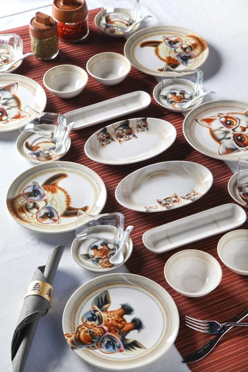Set de mic dejun (32 bucăți), L'essentiel Maison, 430KSV6216, Oval măsliniu: 5,5 x 21 x 2 (2 bucăți), Maro - view 2