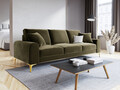 Canapea, Madara, Mazzini Sofas, 3 locuri, gold legs, 222x102x90 cm, catifea, verde