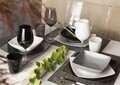 Set pahare vin si apa 8 piese Excelsa, 230 ml / 145 ml, sticla, alb/negru
