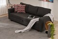 Canapea extensibila 3 locuri, Balcab Home, 825BLC5247, Lemn / MDF / PAL, Antracit