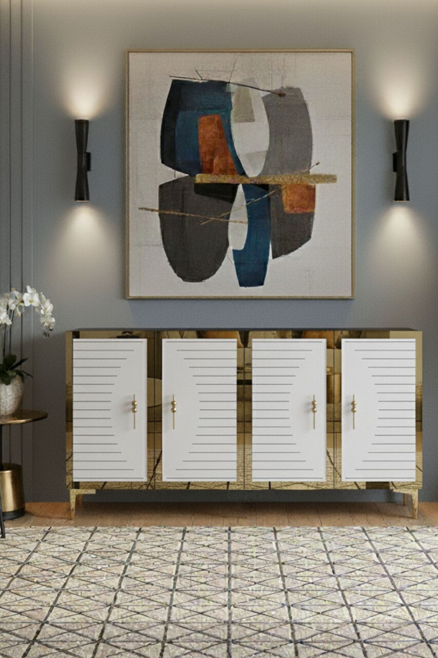Consola, Hanah Home, Tuna 120, 120x75x32 cm, Alb/Auriu - view 3