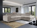 Coltar extensibil dreapta 4 locuri, ELTAP, Lau-40, Laurence, 278x205x92 cm, lemn/poliester, bej deschis