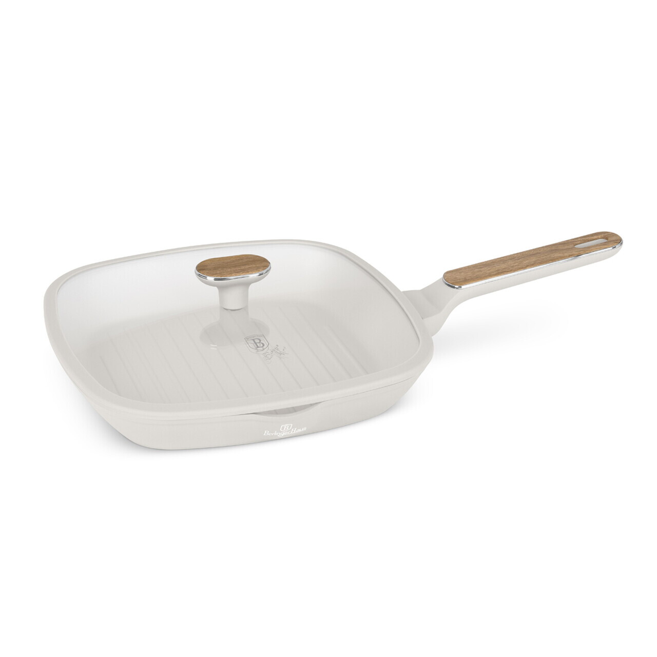 Tigaie grill cu capac Berlinger Haus, Sahara Nordic, 28 cm, 2.1 L, aluminiu forjat, crem mat/natur - imagine 3