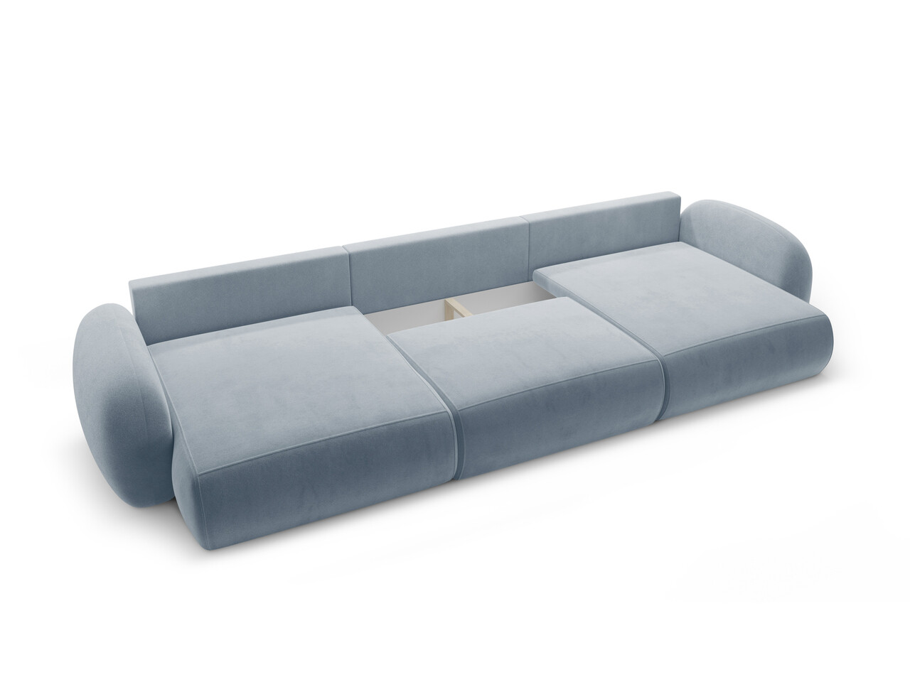 Coltar panoramic extensibil 5 locuri, Tonale, Cosmopolitan Design, 362x149x88 cm, catifea, albastru gri