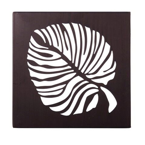 Decoratiune de perete outdoor split leaf, 29.8 x 29.8 cm, metal, maro