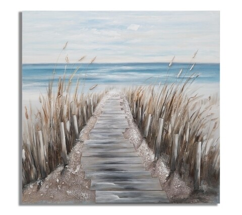 Tablou decorativ beach, mauro ferretti, 100x100 cm, pictat manual, canvas/lemn de pin