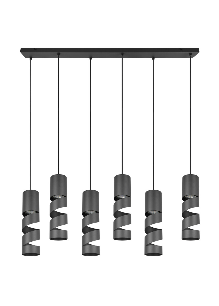 Lustra Stream, TRIO, 100x9x150 cm, 10W, 6x GU10, metal, negru mat