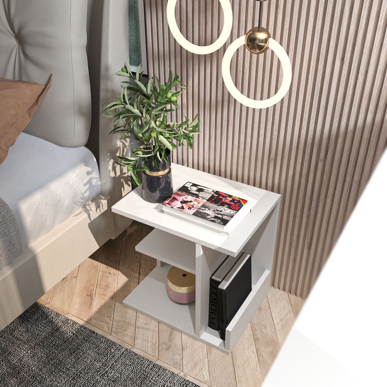 Noptiera, Zena Home, Karamira, Alb - 2 | YEO
