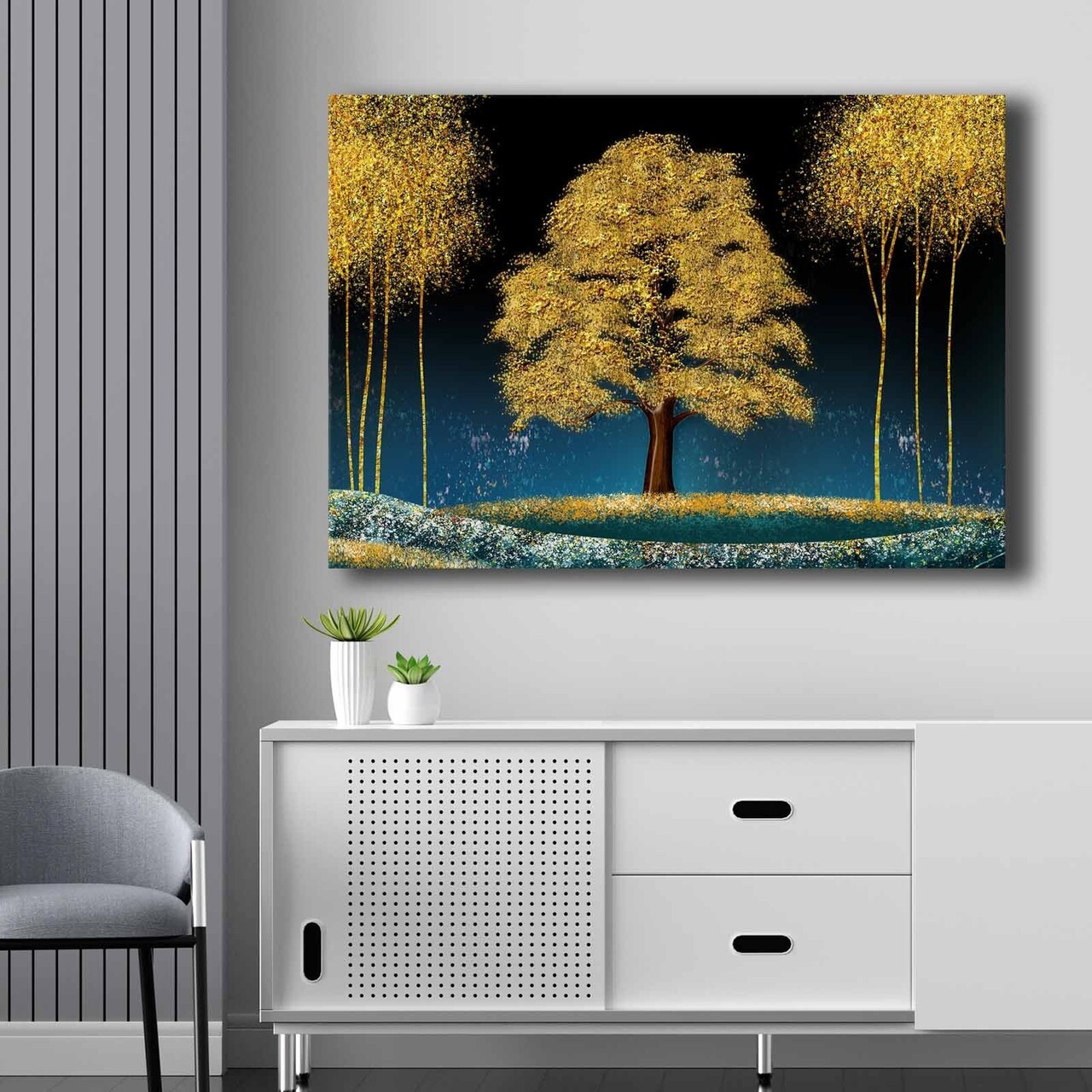 Tablou decorativ, 70100NISC-043, Lemn, Albastru / Bleumarin / Auriu / Maro - view 2