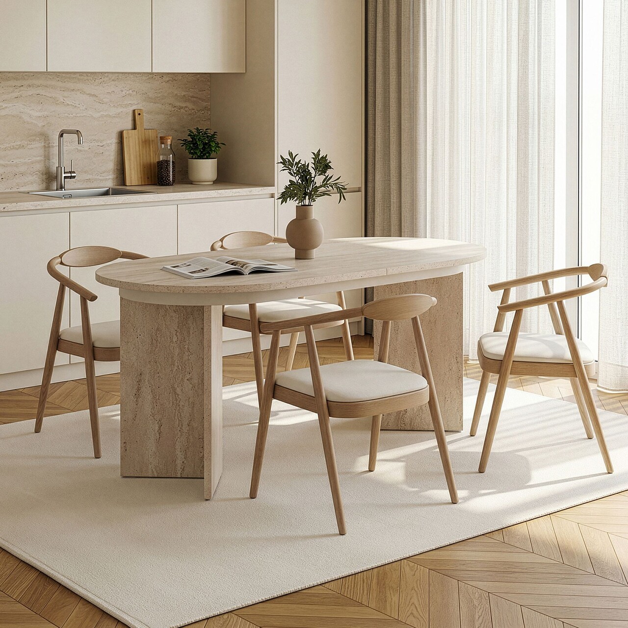 Masa extensibila, Hanah Home, Sorell, 160x75x90 cm, Travertin - view 3