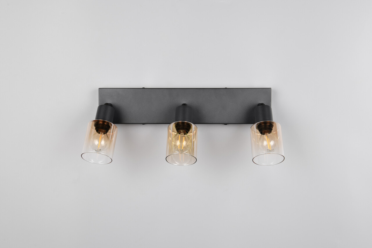 Plafoniera Cadiz, RL, 42.5x8.5x17 cm, 10W, 3x E14, metal, negru mat