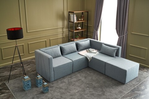 Coltar moduler maya kose koltuk , balcab home, 80x80x72 cm, lemn, albatru