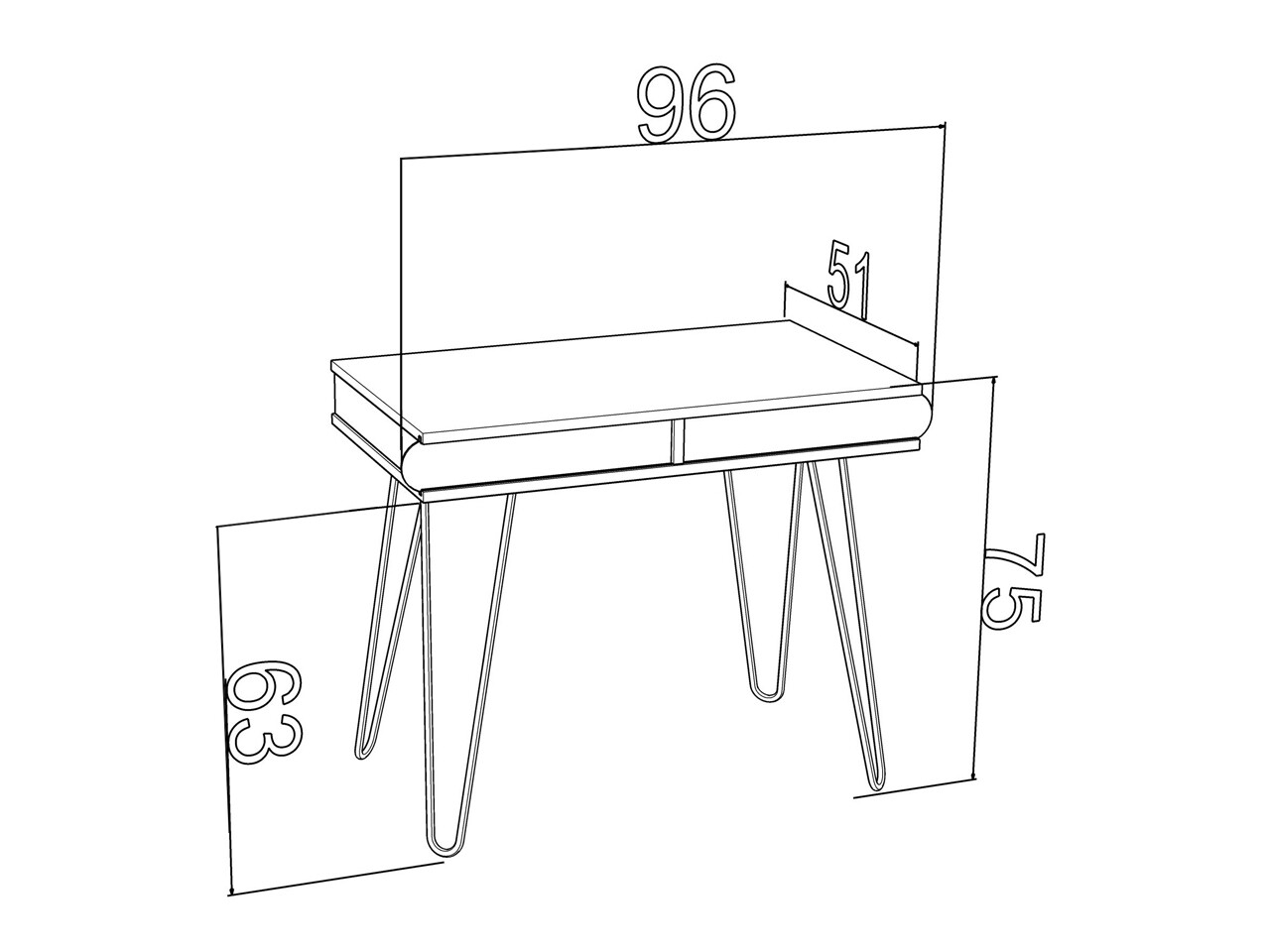 Birou Mingitav Illia No.1, 96 X 51 X 75 Cm, PAL/metal, Alb