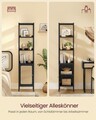 Corp biblioteca, Vasagle, Slim Rattan-Like, 40x30x174.7 cm, otel/PAL/ratan sintetic, negru mat