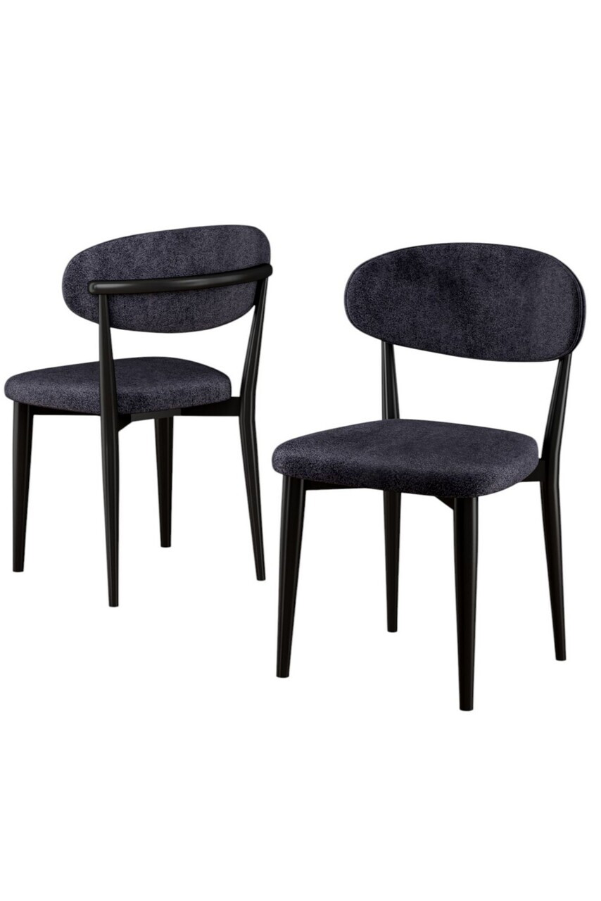 Set scaune 2 piese, Hanah Home, Onex, Antracit / Negru — imaginea 2