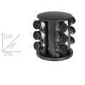 Set 12 recipiente pentru condimente si suport Bruna, Wenko, 18.5x21.5 cm, sticla/metal/polipropilena, negru/transparent
