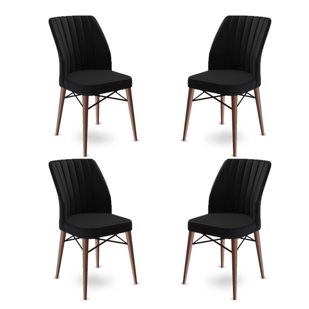Set de scaune, Charlotte, Flex, Metal, Negru/Maro