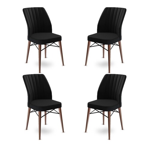 Set de scaune, Charlotte, Flex, Metal, Negru/Maro