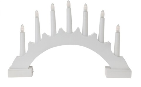 Decoratiune luminoasa candle bridge round, 41.5x5.5x25.5 cm, 7 led-uri, lemn, alb
