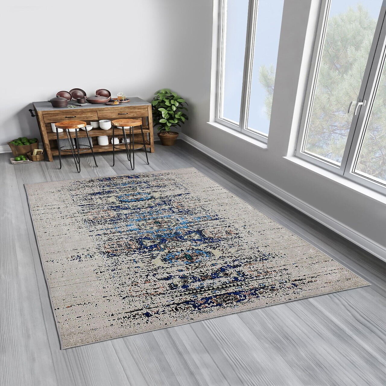 Covor Woopamuk025 100x150 cm Bumbac/Poliester Gri