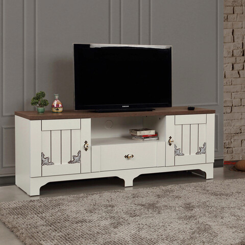 Comoda tv, comforty, gazel 140lk, 140x52x41 cm, alb/maro