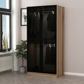 Dulap pentru haine, Minerva, Kale Glass Dark Grey1, 90x210x52 cm, PAL, Gri inchis