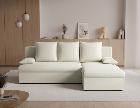 Coltar extensibil reversibil 3 locuri ELTAP, Gino, 201x143x90 cm, lemn/poliester, bej