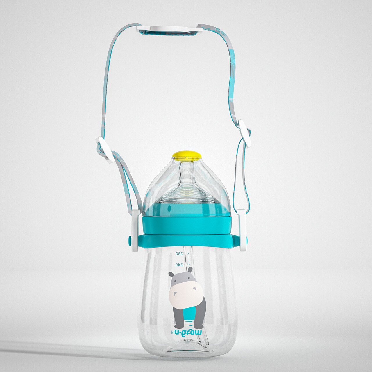 Set sticluta pentru copii U-grow, 260 ml, tritan/polipropilena/silicon, albastru/galben - view 4