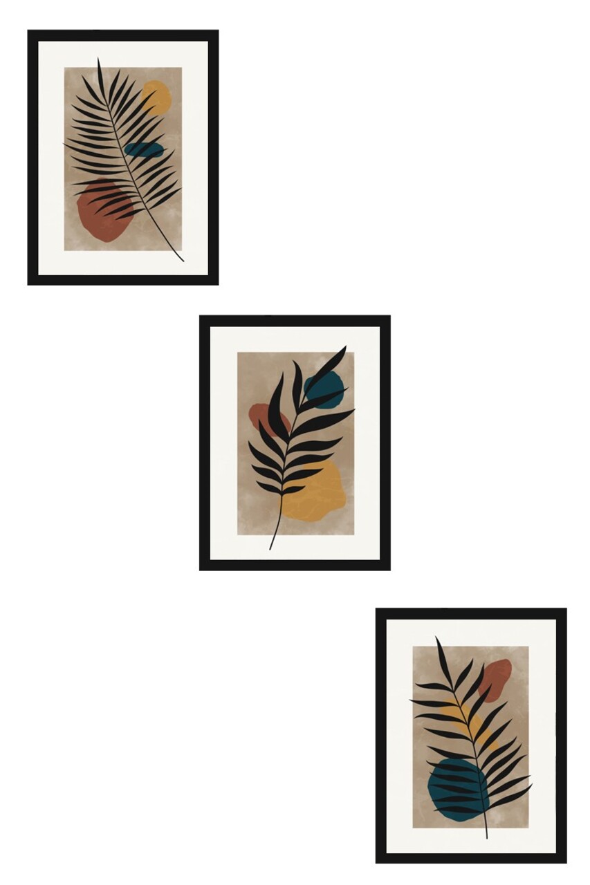 Set 3 tablouri decorative, Huhu483S, Cadru: 100% LEMN MASIV (Grosime: 2,5 cm), Multicolor - view 3