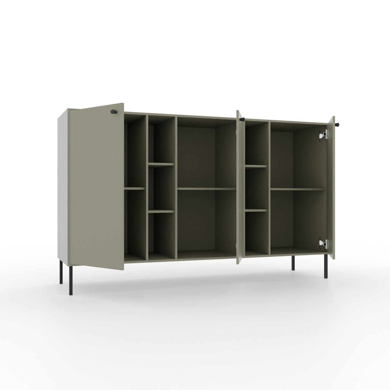 Comoda ADRK, Tili 3D 6P, 157.7x40.8x95 cm, PAL laminat, verde eucalipt — imaginea 3