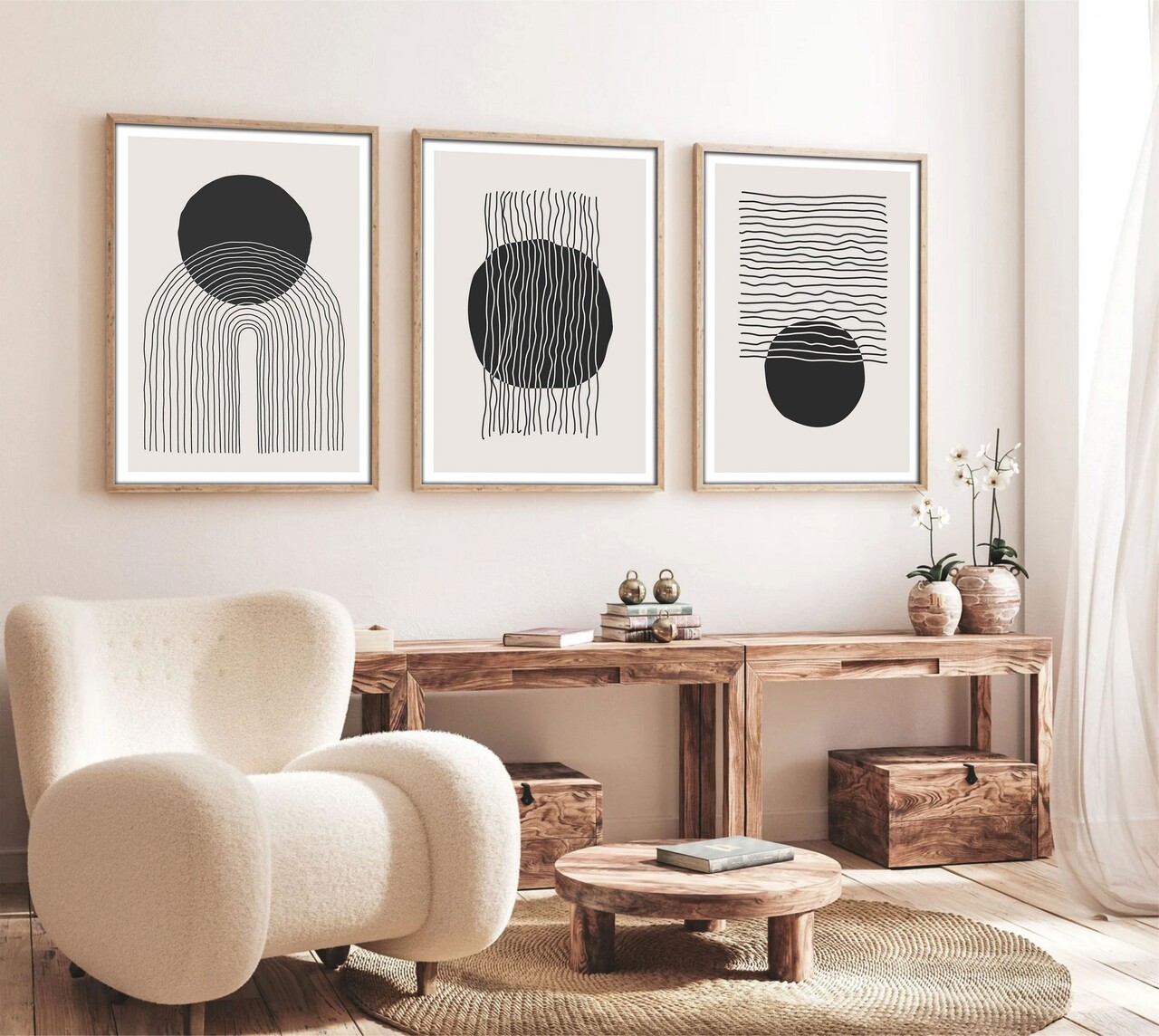 Set 3 tablouri decorative, Huhu213, Cadru: 100% LEMN MASIV (Grosime: 2,5 cm), Multicolor - view 4