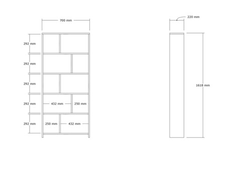 Corp biblioteca, Asse Home, Jordan, 70x161.8x22 cm, Maro