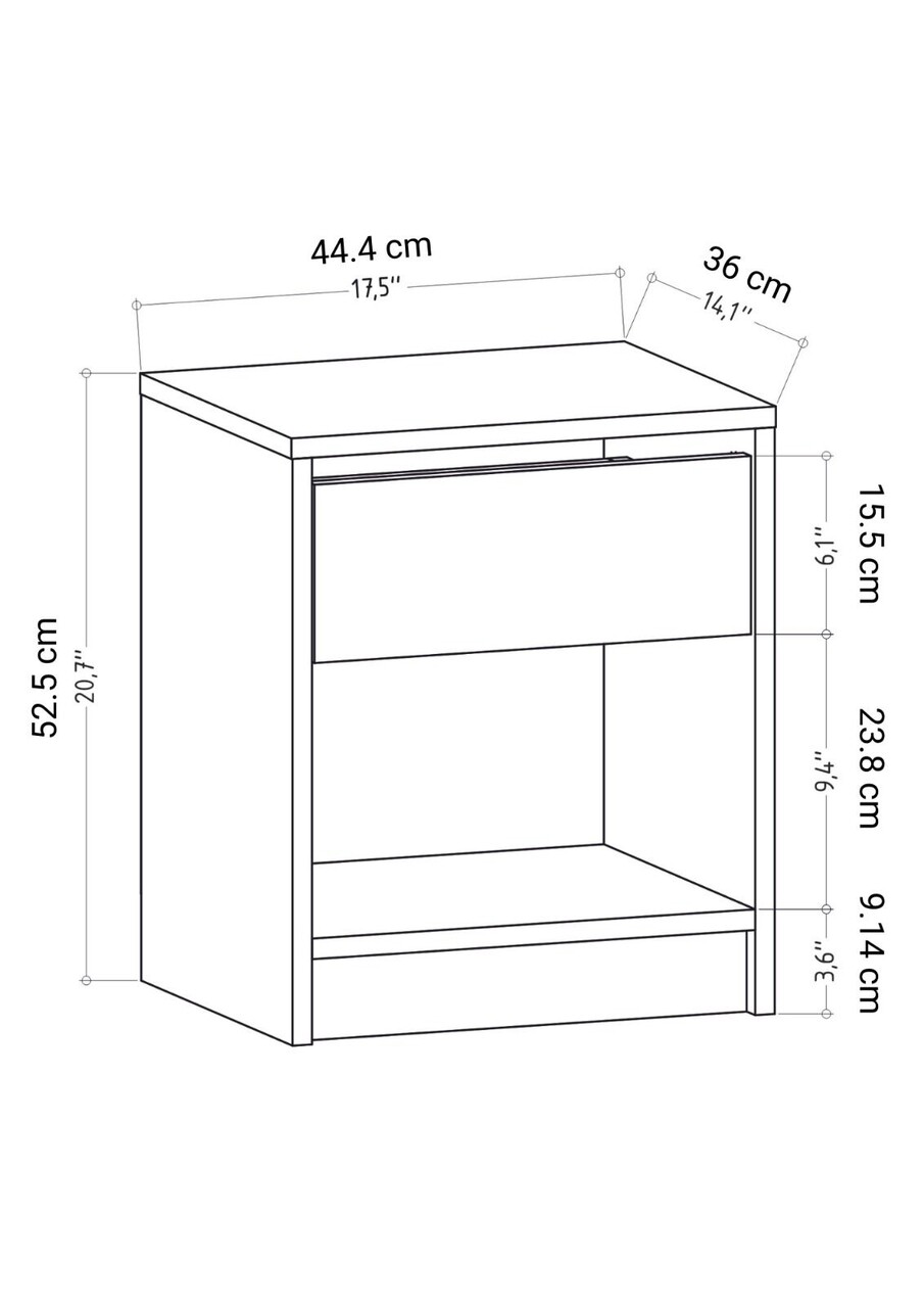 Noptiera, Retricy, Sheridan, 44.6x35.9x52.8 cm, PAL, Alb
