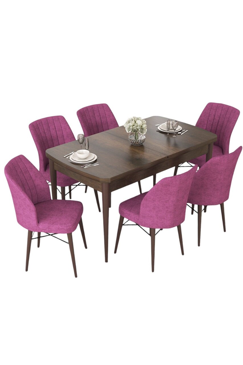 Set masa extensibila si scaune, Hanah Home, Nef, Baroc / Mov - view 2