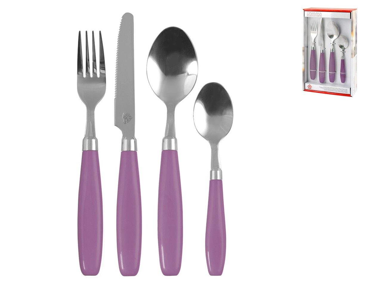 Set Tacamuri 24 Piese Dinamika, Pengo, Inox/plastic, Mov