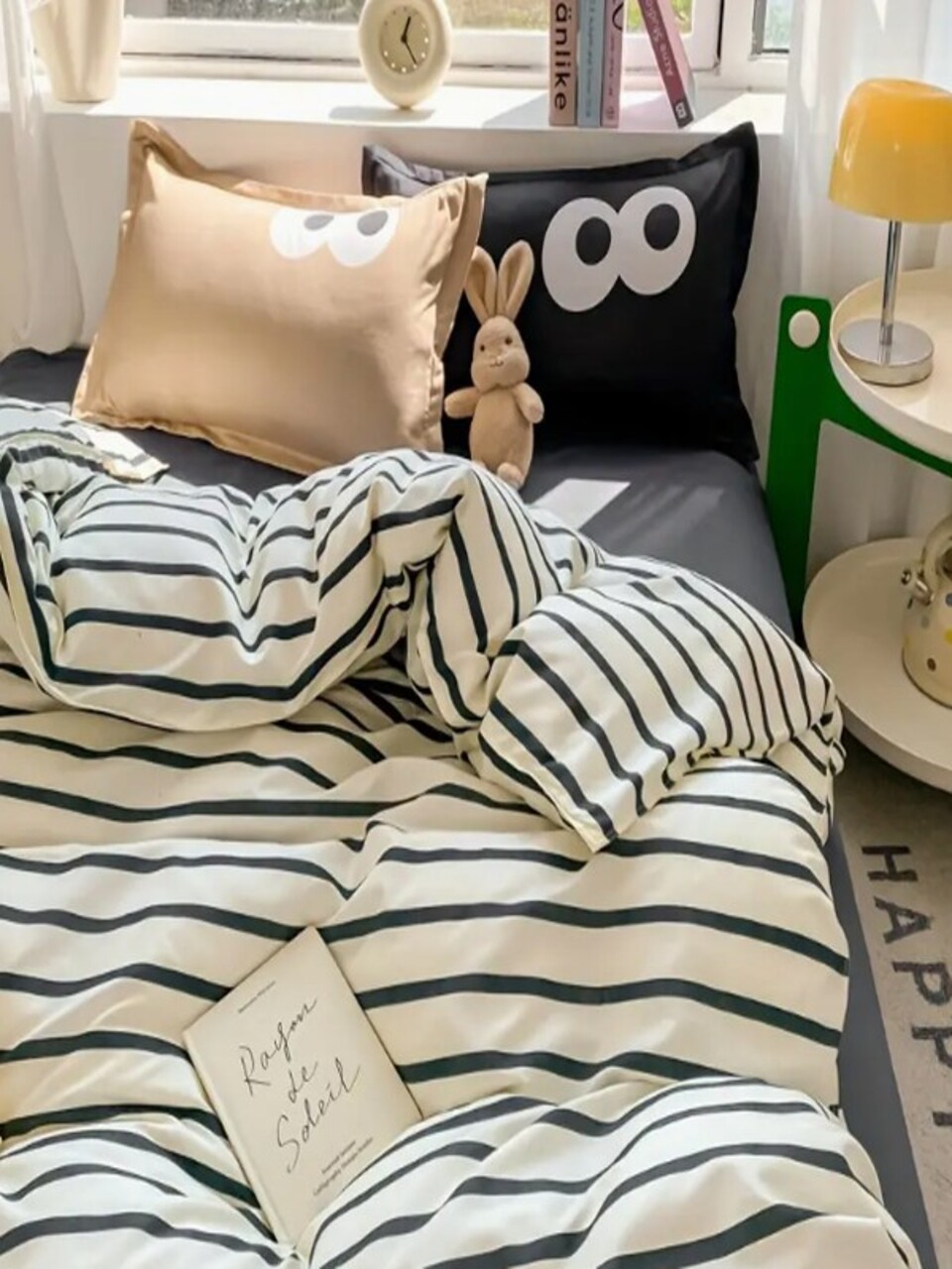 Lenjerie de pat dubla, Funny - Black, Brown, Eponj Home, 65% bumbac/35% poliester