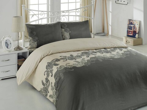 Lenjerie de pat dubla King (EU) Mixscarlet - Beige, Eponj Home, 3 piese, 260x220 cm, amestec bumbac, multicolor