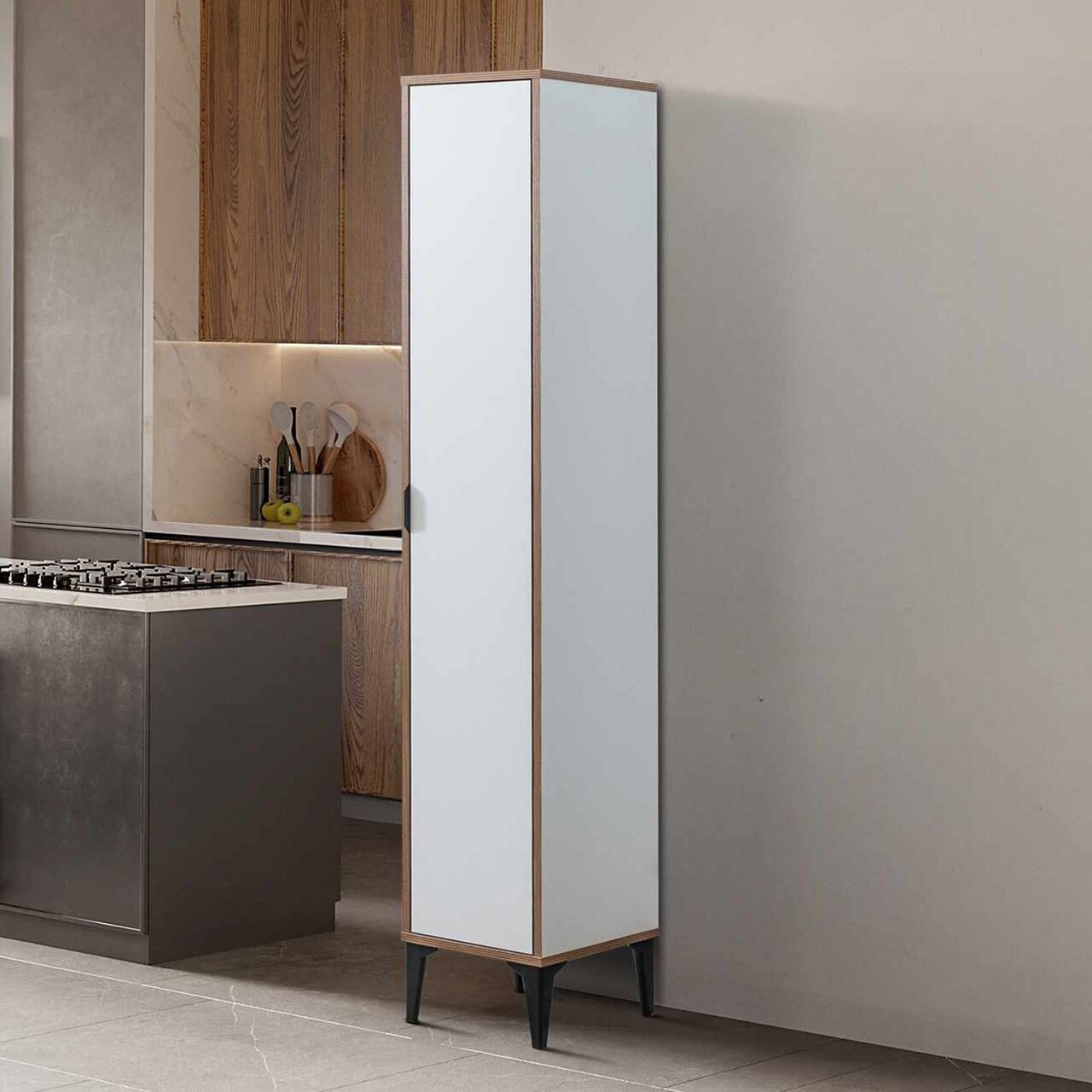 Dulap multifunctional, Hanah Home, Arden Single Door, 35x190x37 cm, Alb - imagine 3