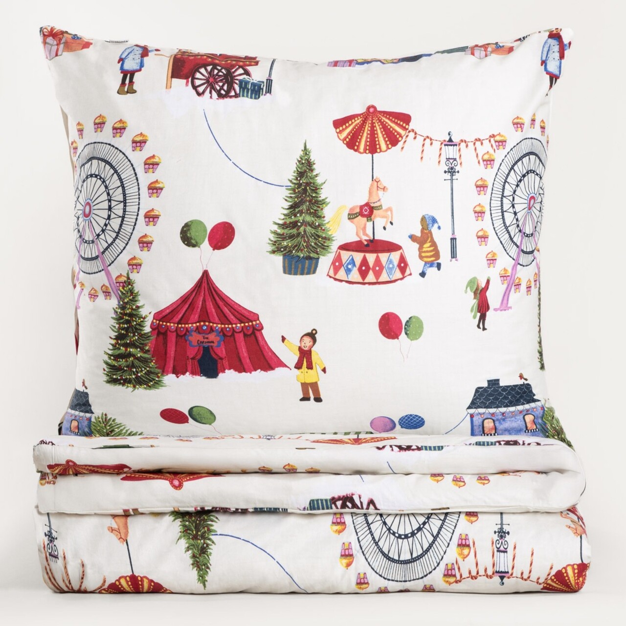 Lenjerie de pat pentru o persoana Circus Joy, Homla, 2 piese, 140x200 cm, bumbac, multicolor