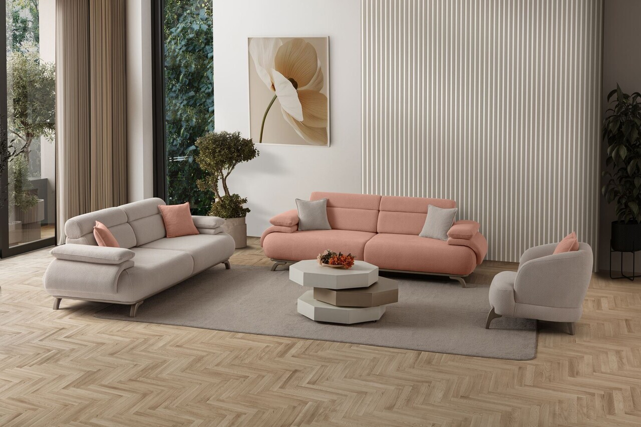 Canapea 3 locuri, Atelier del Sofa, 752EST1142, Lemn de carpen/PAL melaminat, Roz pudra - view 5