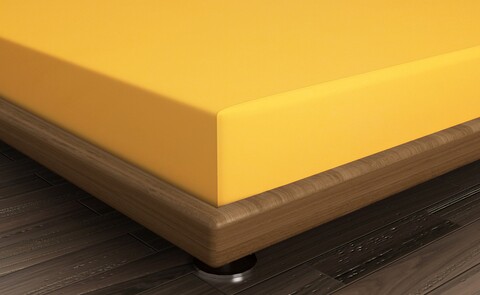 Cearceaf de pat cu elastic, 160×200 cm, 100% bumbac ranforce, Patik, Mustard, galben mustar