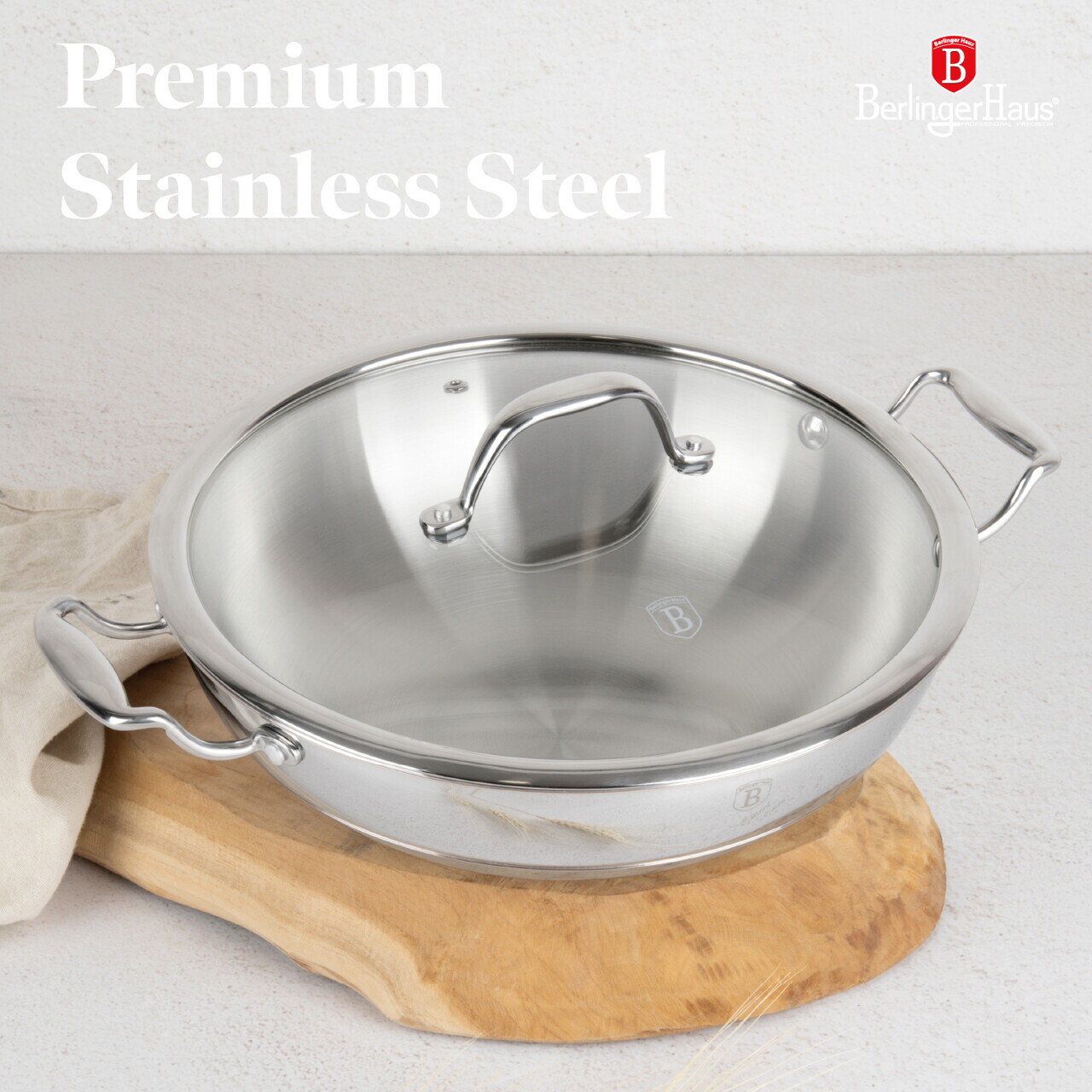 Tigaie Wok cu capac Berlinger Haus, Copper Touch, 28 cm, inox, argintiu - imagine 10