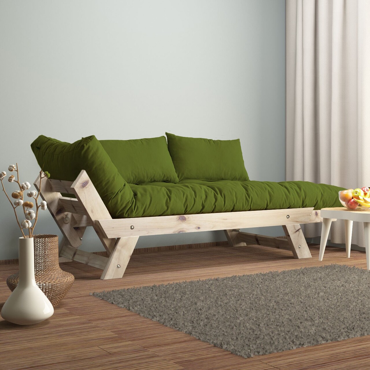 Canapea de gradina cu 2 locuri, Hanah Home, CPT8112-210, Natural/Verde - view 2