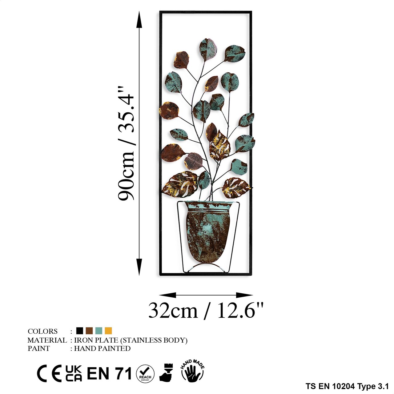 Decoratiune de perete, Alder, Dimensiuni: 32 x 90 x 4 cm, Multicolor - view 7