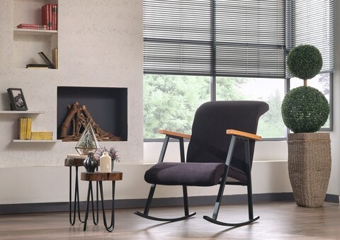 Scaun balansoar Yoka, Futon, 86x60x96 cm, metal, negru 86x60x96