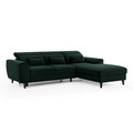 Coltar extensibil dreapta 4 locuri ELTAP, Foble, 267x196x100 cm, lemn/poliester, verde inchis