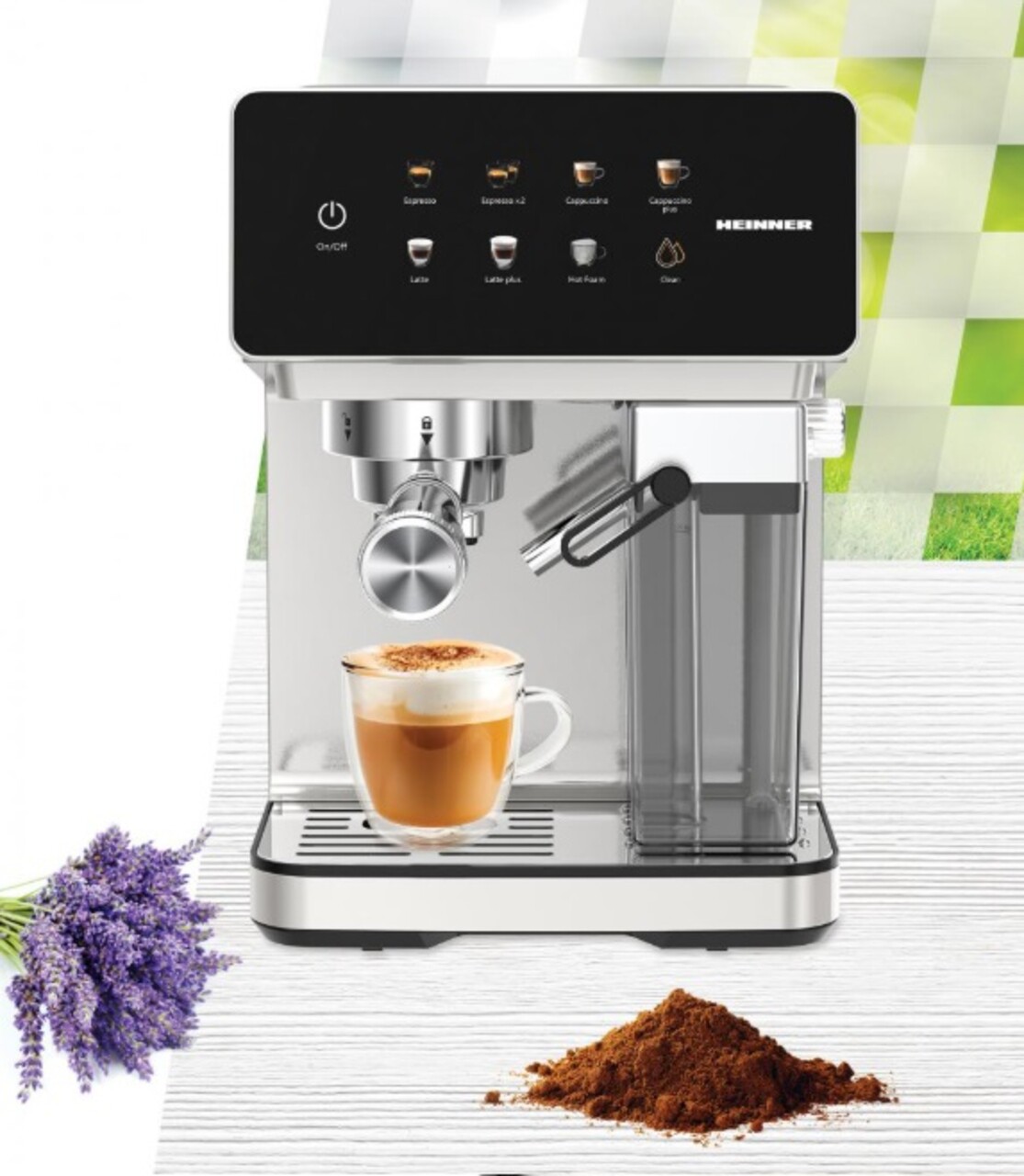 Espressor digital Heinner, 1350W, 20 Bar, 1.6L, crem/negru - 1 | YEO