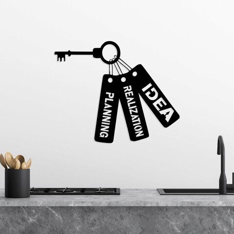Decoratiune de perete, idea / realization / planning, metal, dimensiune: 70 x 57 cm, negru