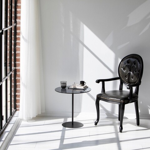 Masa de colt, Neostill, Chill-Out, 50 x 50 x 50 cm, sticla temperata/metal, negru/gri inchis Masute living