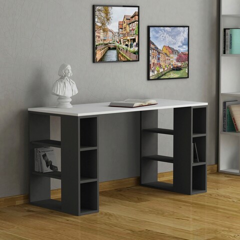 Birou, decortie, colmar, 140x75x60 cm, alb / antracit